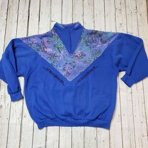 Vintage 90's sweatshirt / sweater blue granny grannycore